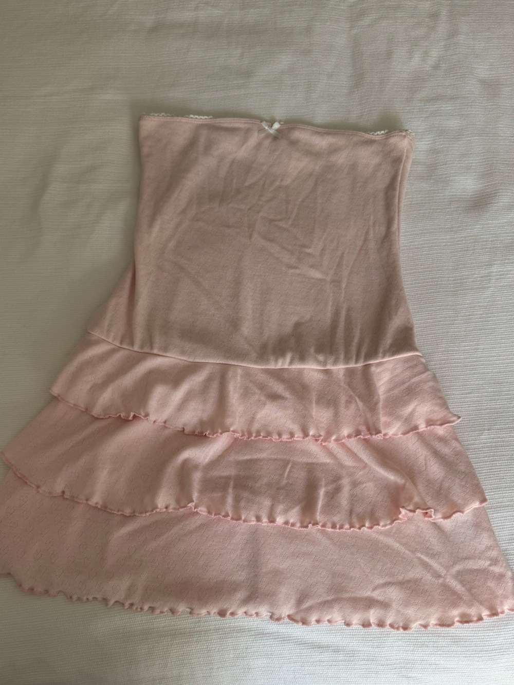 Edikted Light Pink Tiered Ruffle Dress